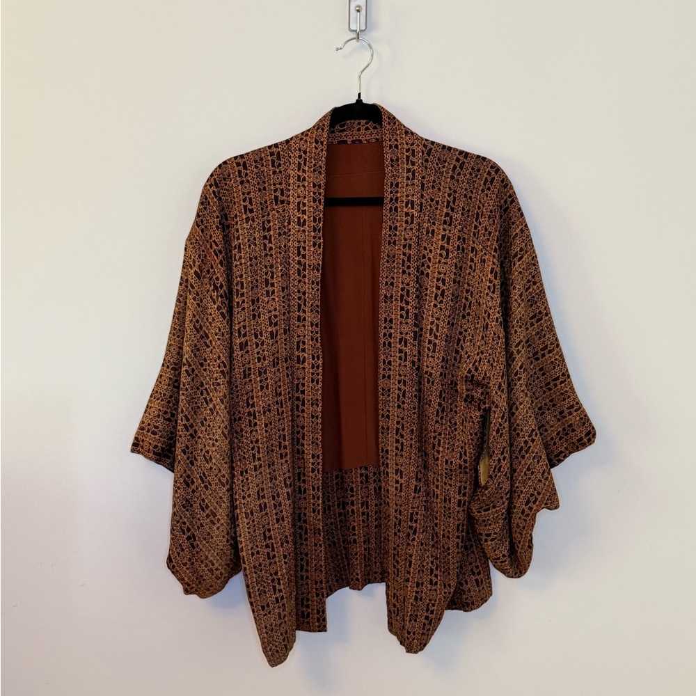 Vintage brown printed kimono